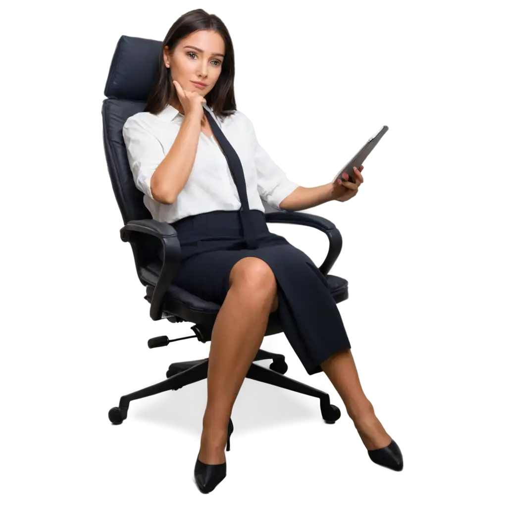 Beautiful-Girl-Sitting-in-Office-Chair-High-Quality-PNG-Image-for-Versatile-Use