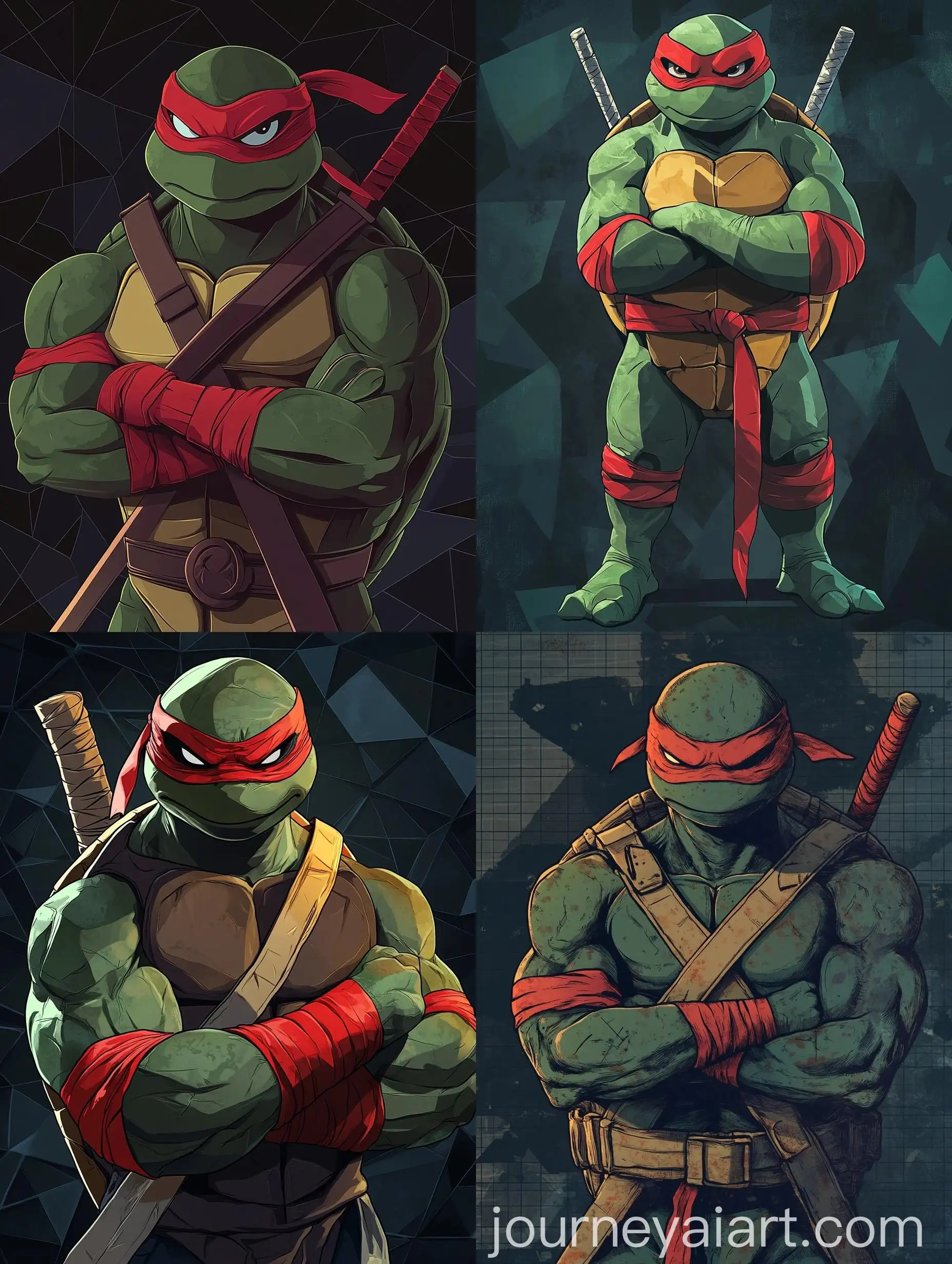 Rafael-Teenage-Mutant-Ninja-Turtle-Standing-with-Sai-Daggers
