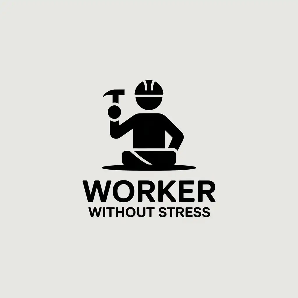 LOGO Design for Worker Without Stress Minimalistic Vector with Clear Background and Relaxed Worker Symbol