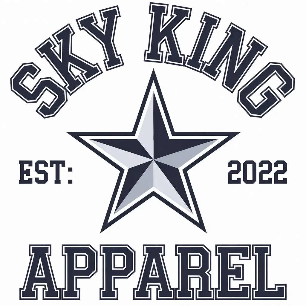 LOGO Design for Sky King Apparel Vector Design Featuring a Star with Clear Background