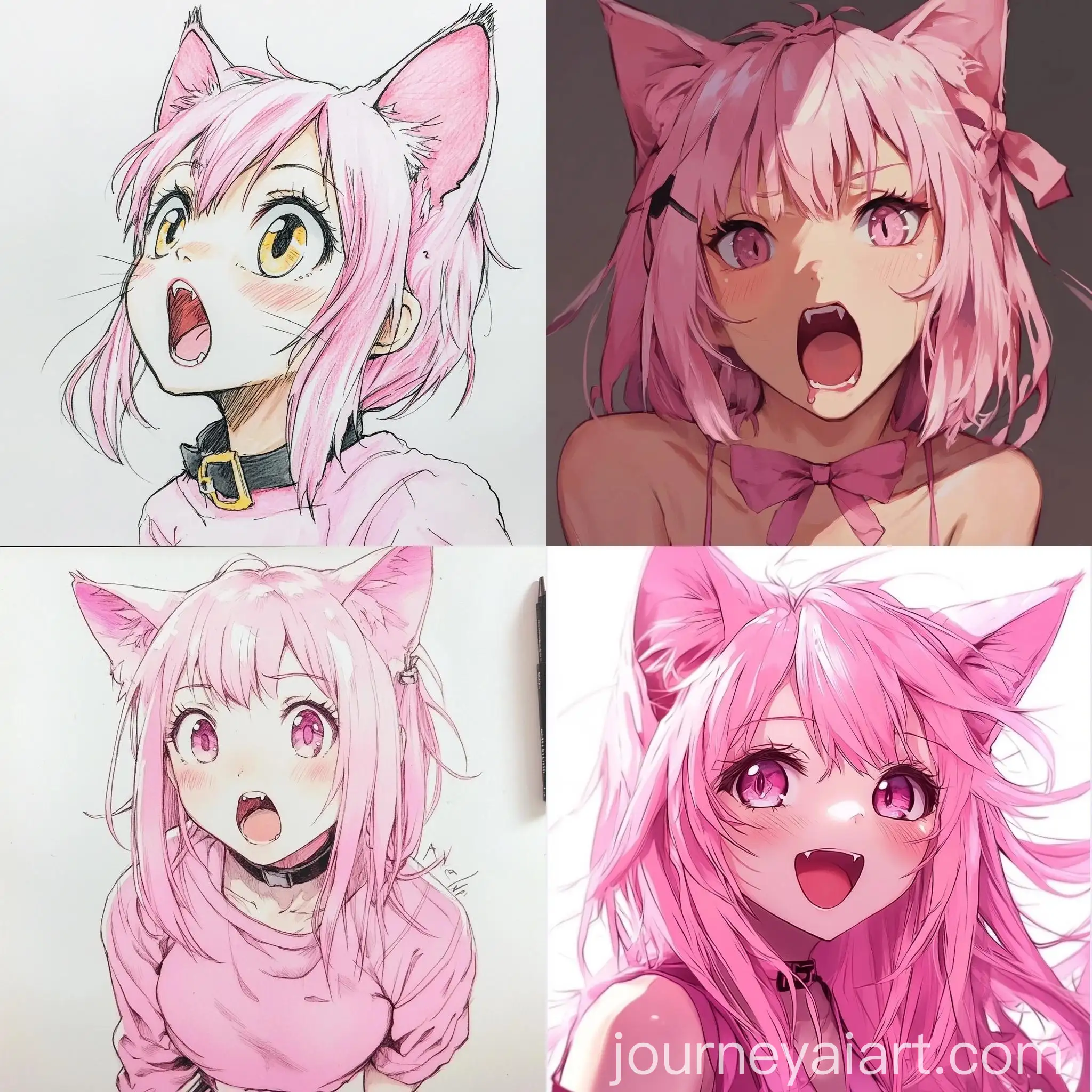 Adorable-Pink-Anime-Cat-Girl-with-Opened-Mouth-and-Eyes-Leaning-to-Side