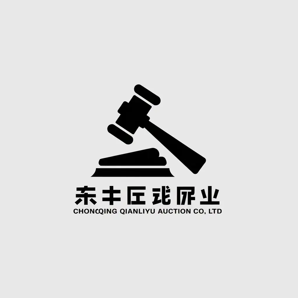 LOGO-Design-for-Chongqing-Qianliyu-Auction-Co-Ltd-Minimalistic-Hammer-Symbol-on-Clear-Background