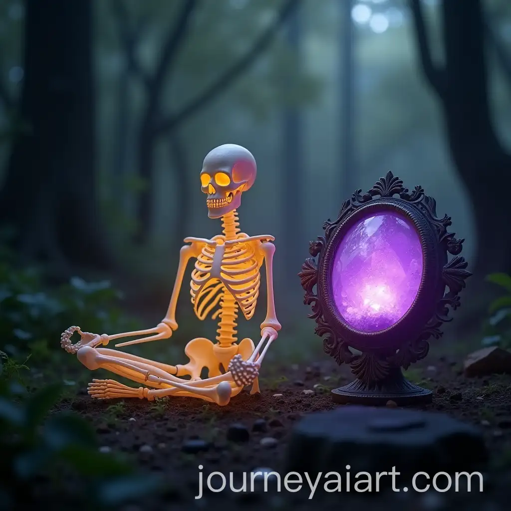 Ethereal-Skeletal-Figure-Meditating-in-Mystical-Forest-with-Glowing-Crystal