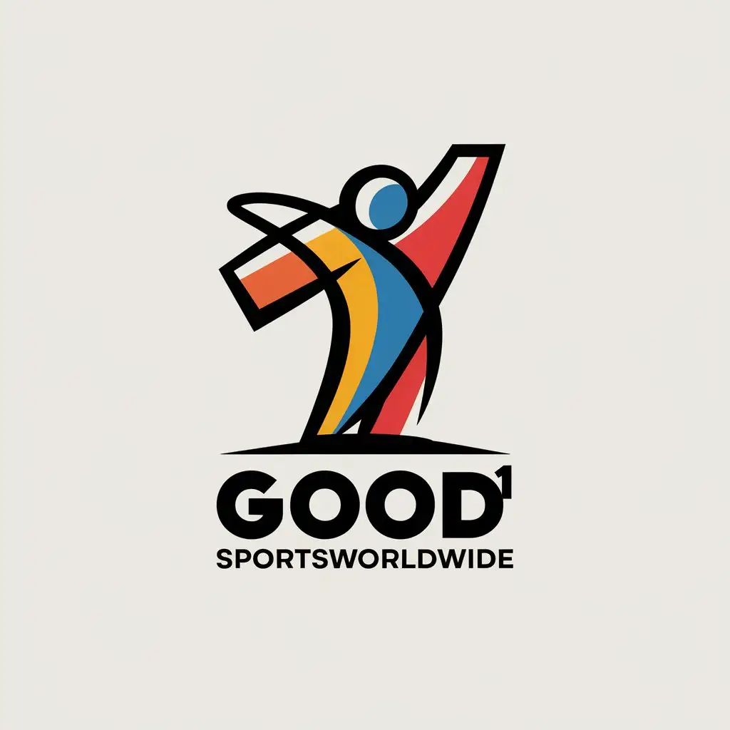 LOGO Design For Good1sportsworldwide Modern Bright and Vibrant Sports Logo in Orange Blue White Red Black and Yellow