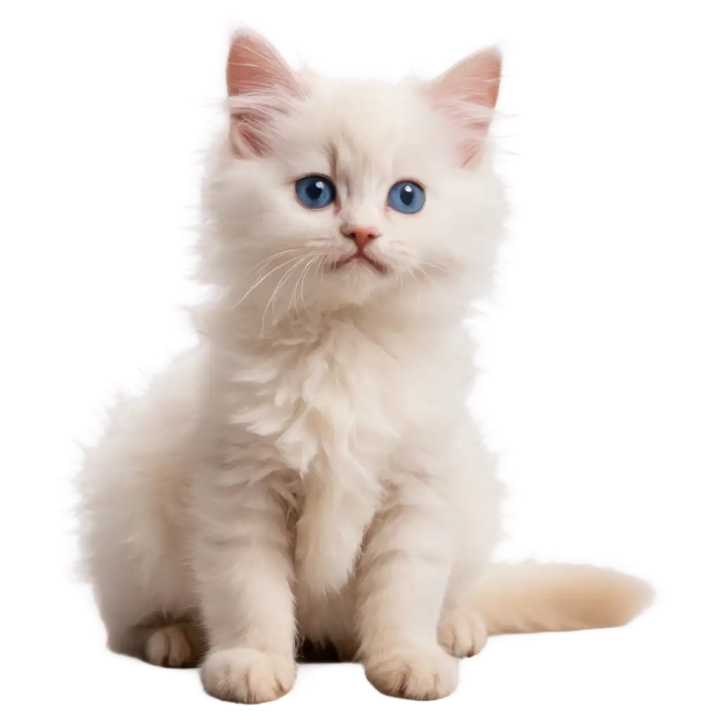 White-Fluffy-Kitten-Sits-HighQuality-PNG-Image-for-Clear-and-Crisp-Visuals