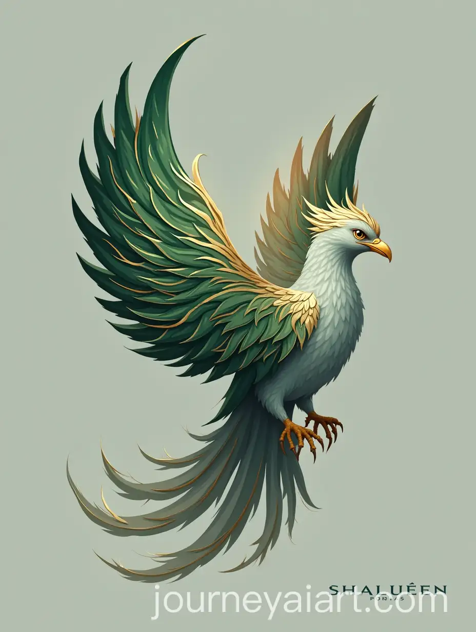 Phoenix-Bird-Logo-with-Green-and-Gold-Accents
