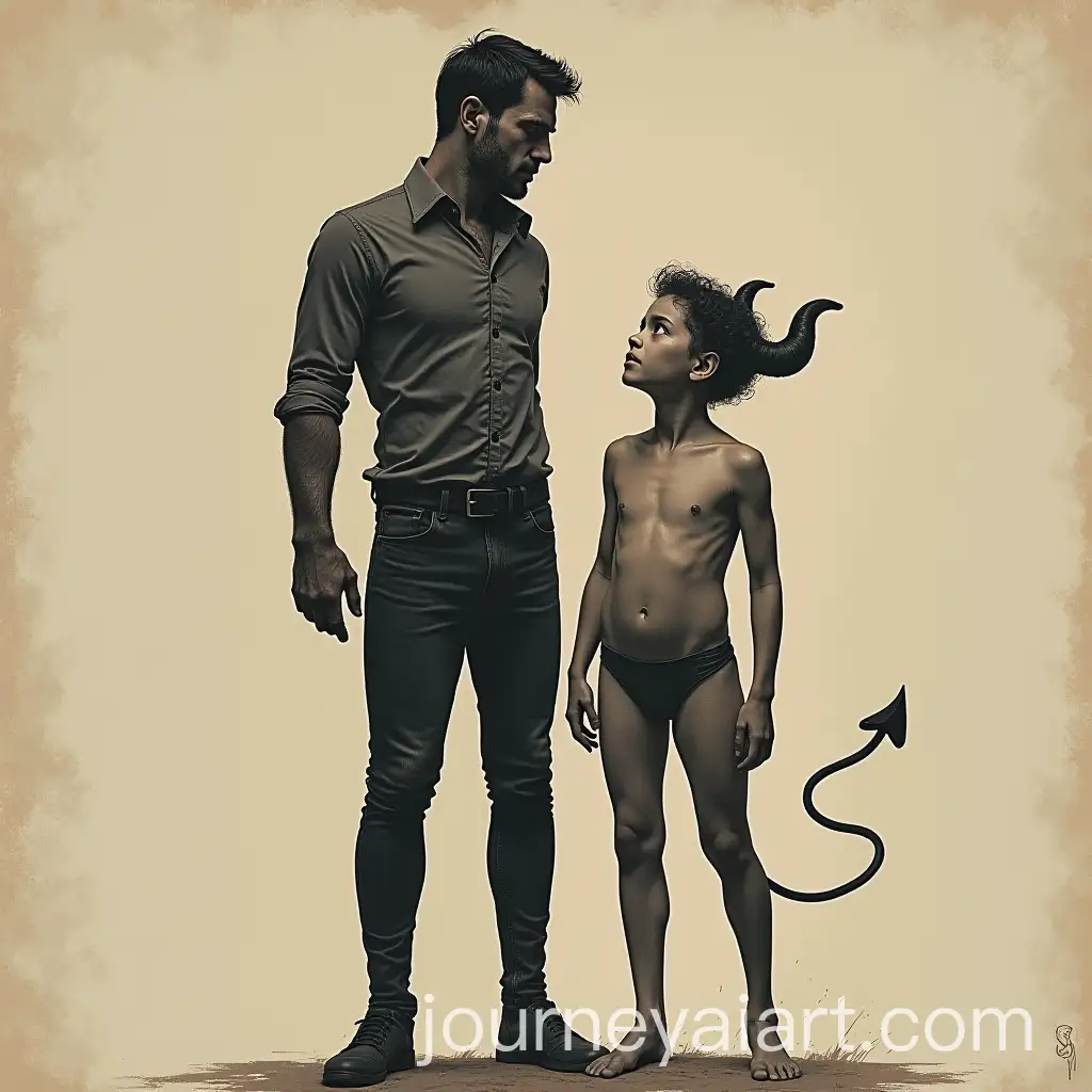 Contrasting-Duality-A-Commanding-Human-and-an-Innocent-Devil