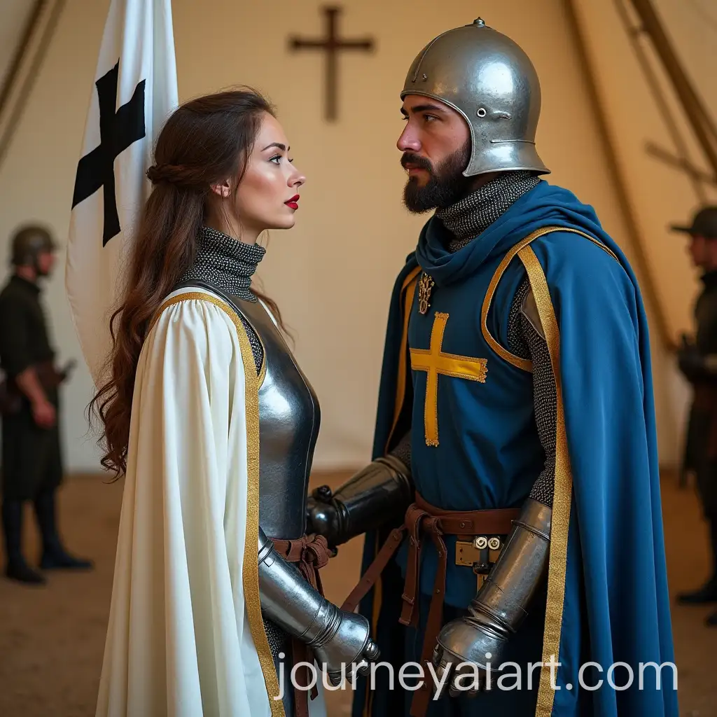 Medieval-Teutonic-Woman-and-German-Crusader-Knight-in-Tent