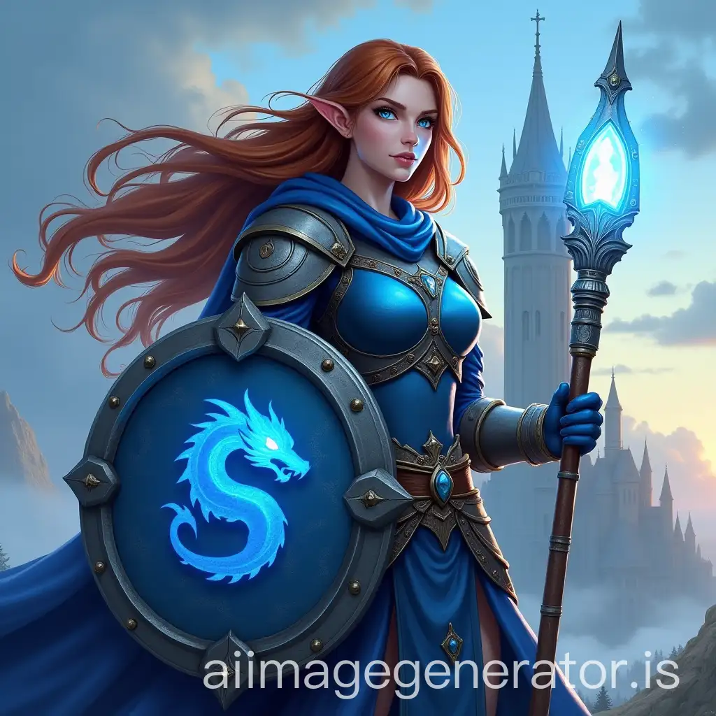 Dwarven-Priestess-in-Blue-Armor-with-Sacred-Shield-and-Magical-Staff