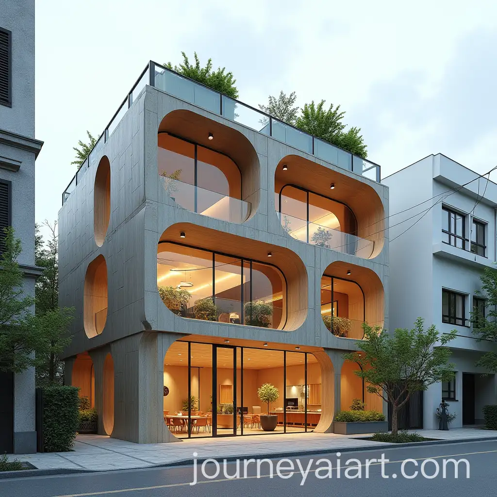 ThreeStory-Office-Building-Showcasing-Handicrafts-with-Rooftop-Garden