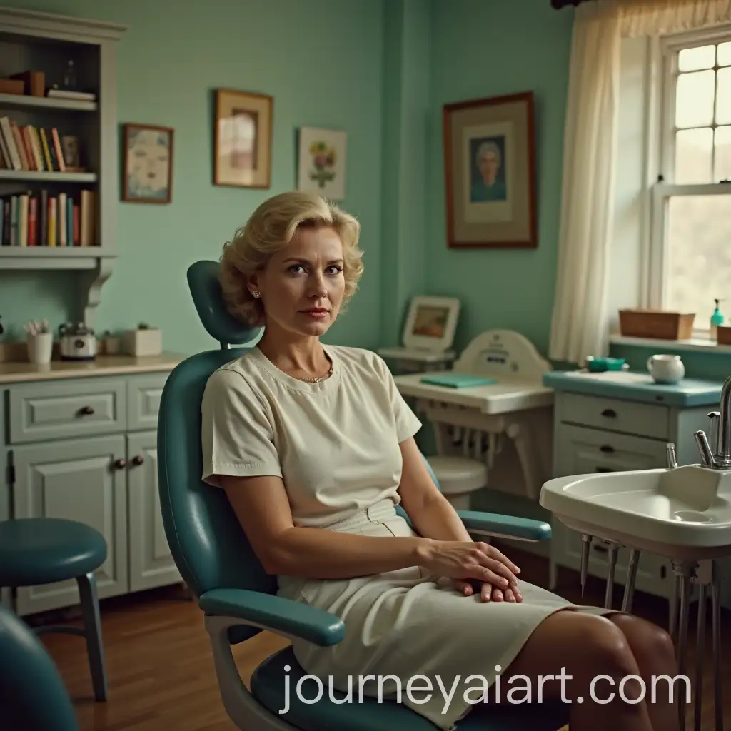 Retro-Dentist-Office-Scene-with-45YearOld-Woman-in-Dentist-Chair