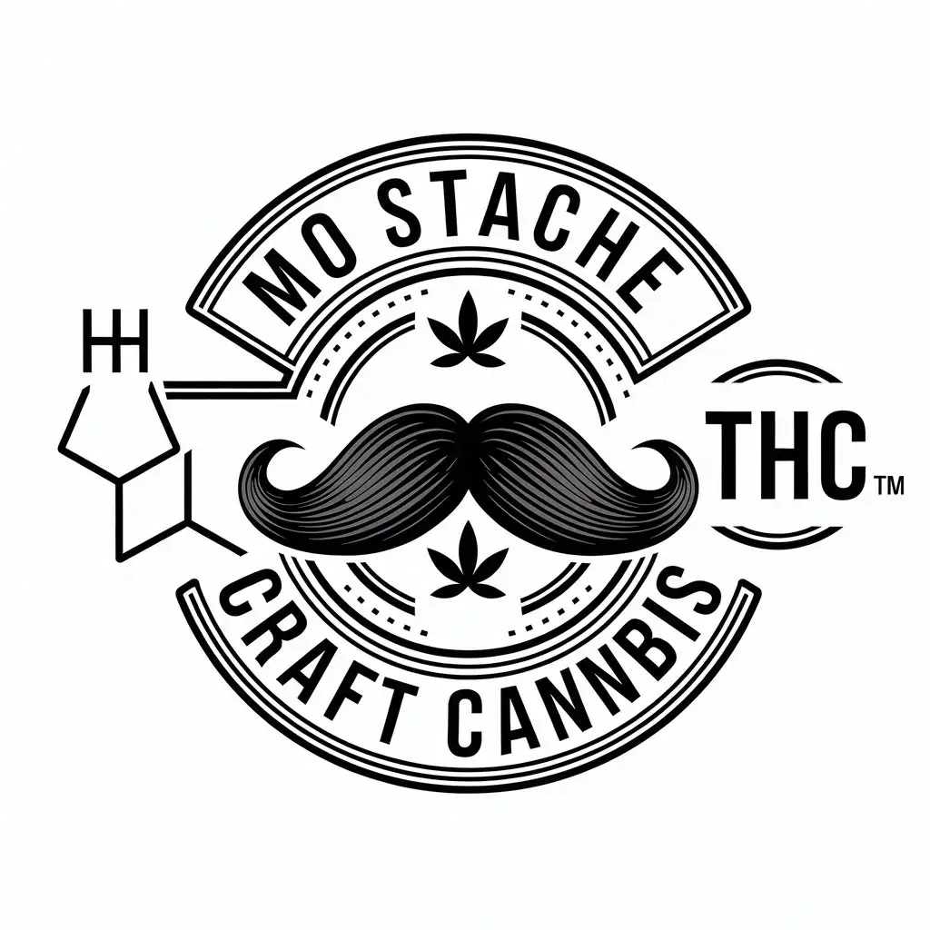 LOGO Design for Mo Stache Craft Cannabis Moustache and THC Chemical Symbol with Vector Elements