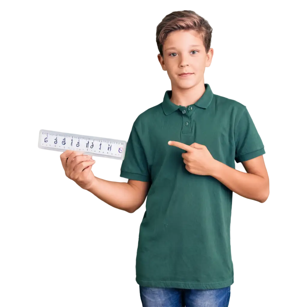 school boy hold a scale