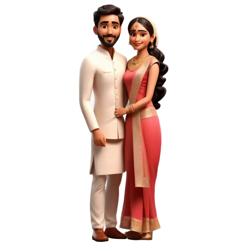 Animated-South-Indian-Wedding-Couple-PNG-Image-Celebrate-Tradition-with-Vibrant-Animation