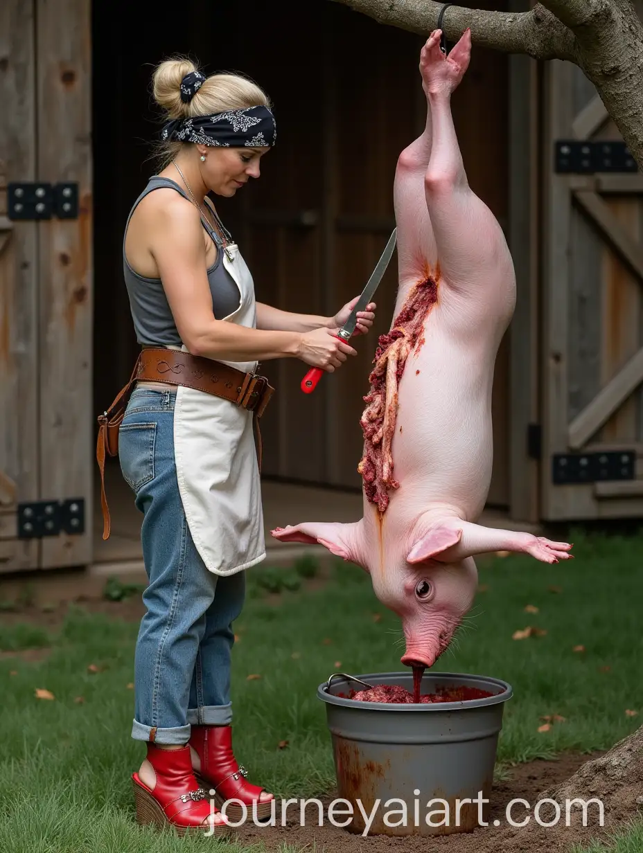 Mature-Woman-Carving-Pig-Carcass-in-RusticAI-Art-Prompt-Expansion-Outdoor-Setting