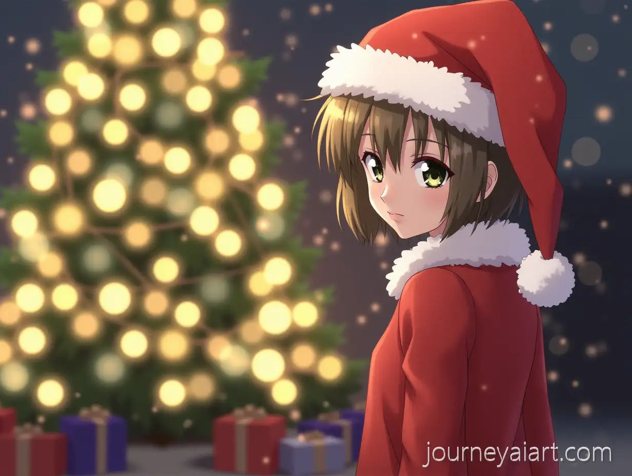 Ayanami-Rei-in-Santa-Hat-by-Decorated-Christmas-Tree-Anime-Winter-Scene