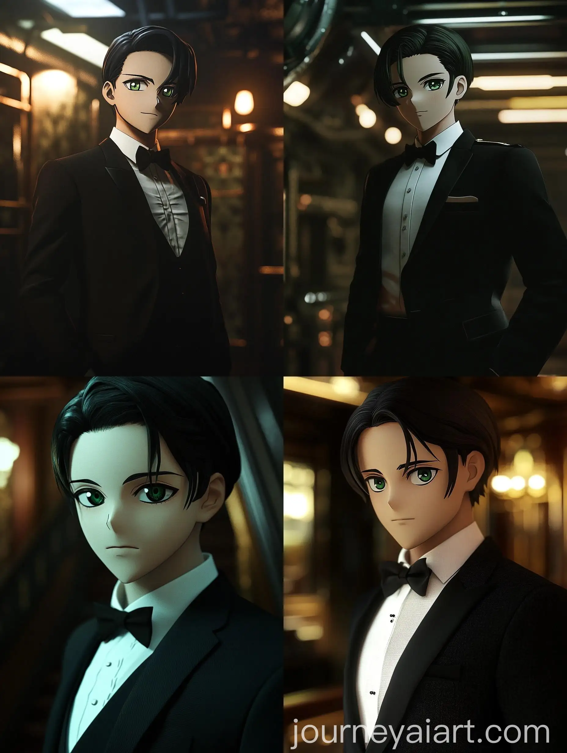 Young-Man-in-Formal-Wear-Standing-in-Dimly-Lit-Space