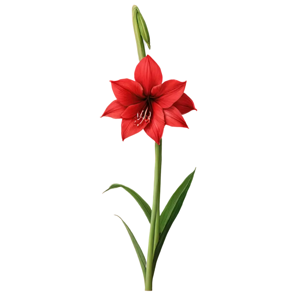 Realistic-Single-Red-Amaryllis-PNG-on-Transparent-Background-for-Versatile-Use