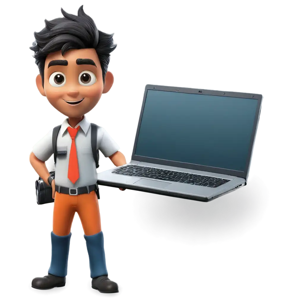 PNG-Image-OptimizationVijay-Systems-Laptop-Screen-PNG-with-3D-Computer-Technician-Background-Perfect-for-Tech-ServiceBased-Projects