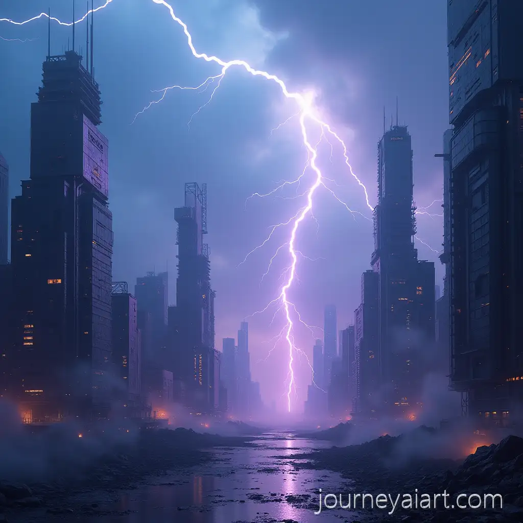 Futuristic-City-in-Chaos-withFuturistic-city-chaos-Celestial-Lights-and-Destruction
