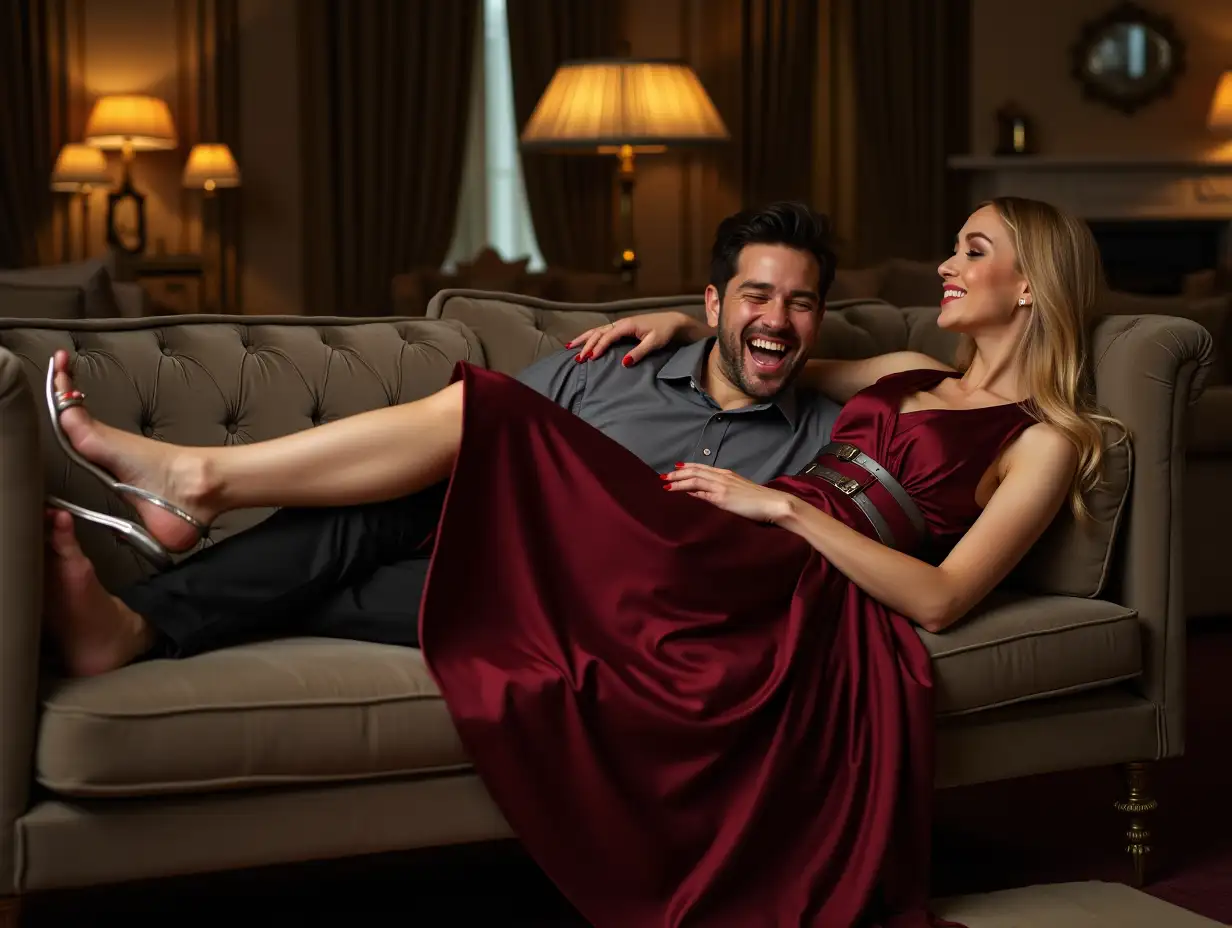 Elegant-Living-Room-with-Charismatic-Man-and-Stylish-Woman-Relaxing-Together