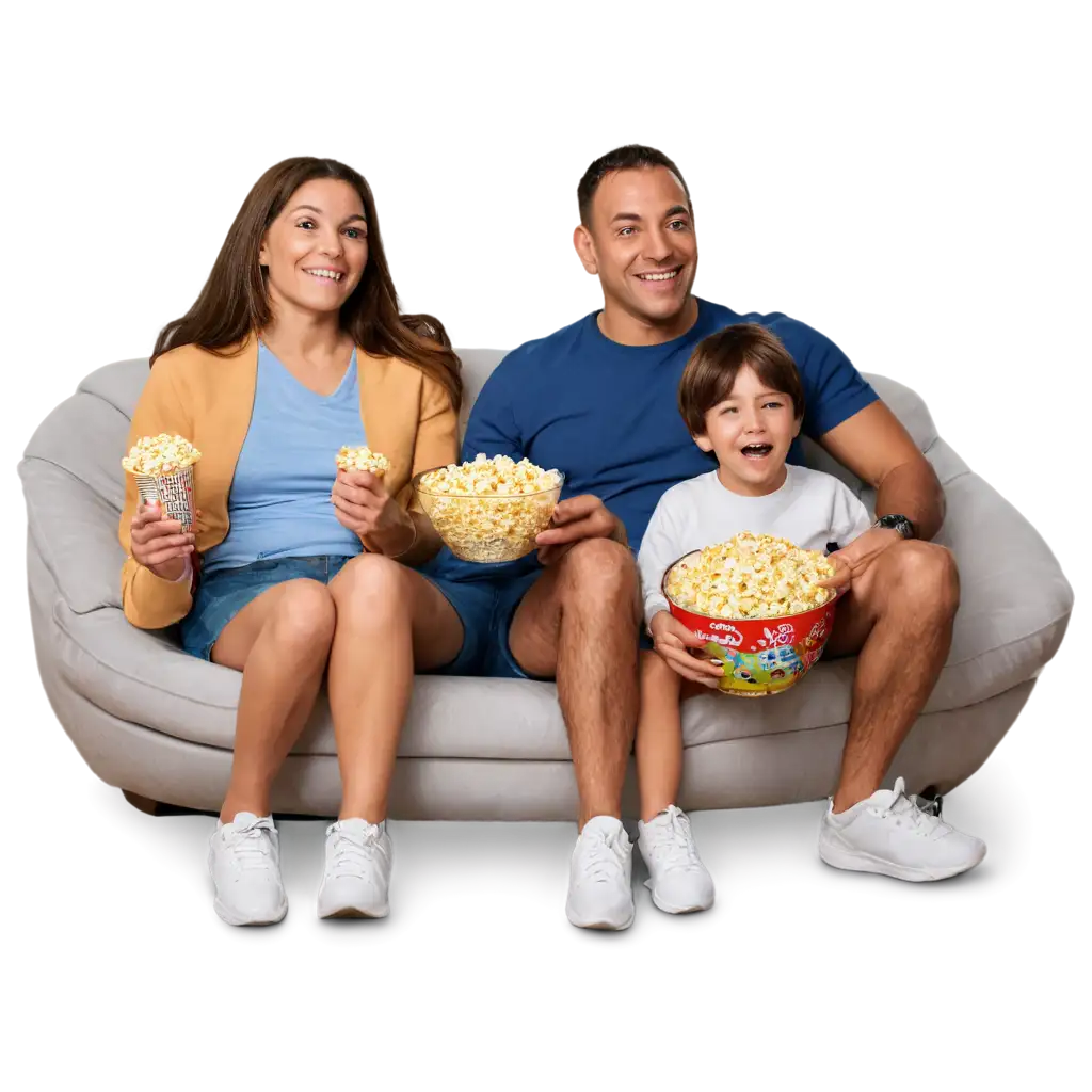 Joyful-Family-Watching-TV-and-Eating-Popcorn-Captivating-PNG-Image-for-Online-Content