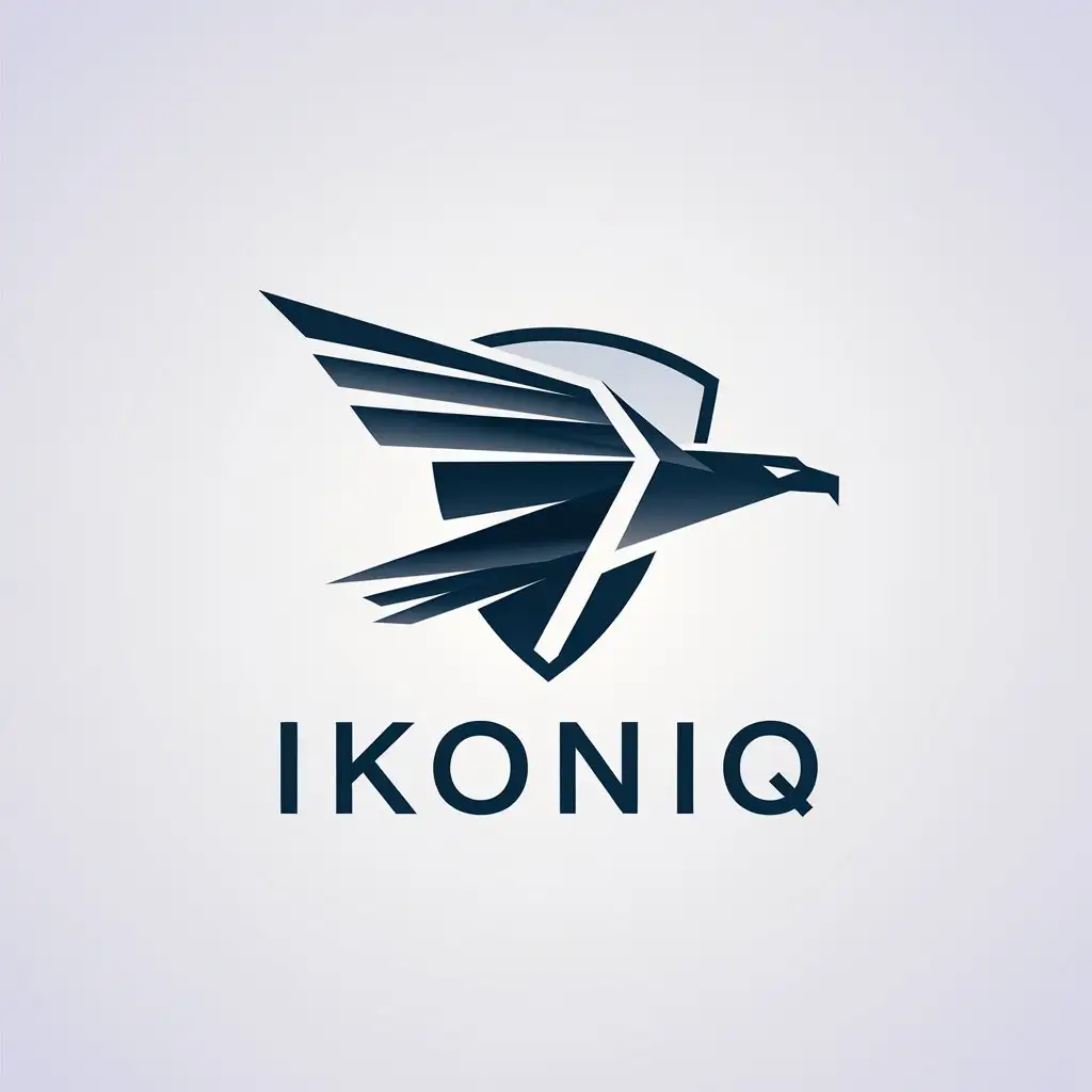 LOGO Design for IKONIQ Automotive Minimalist Eagle Flight Symbol on Clear Background