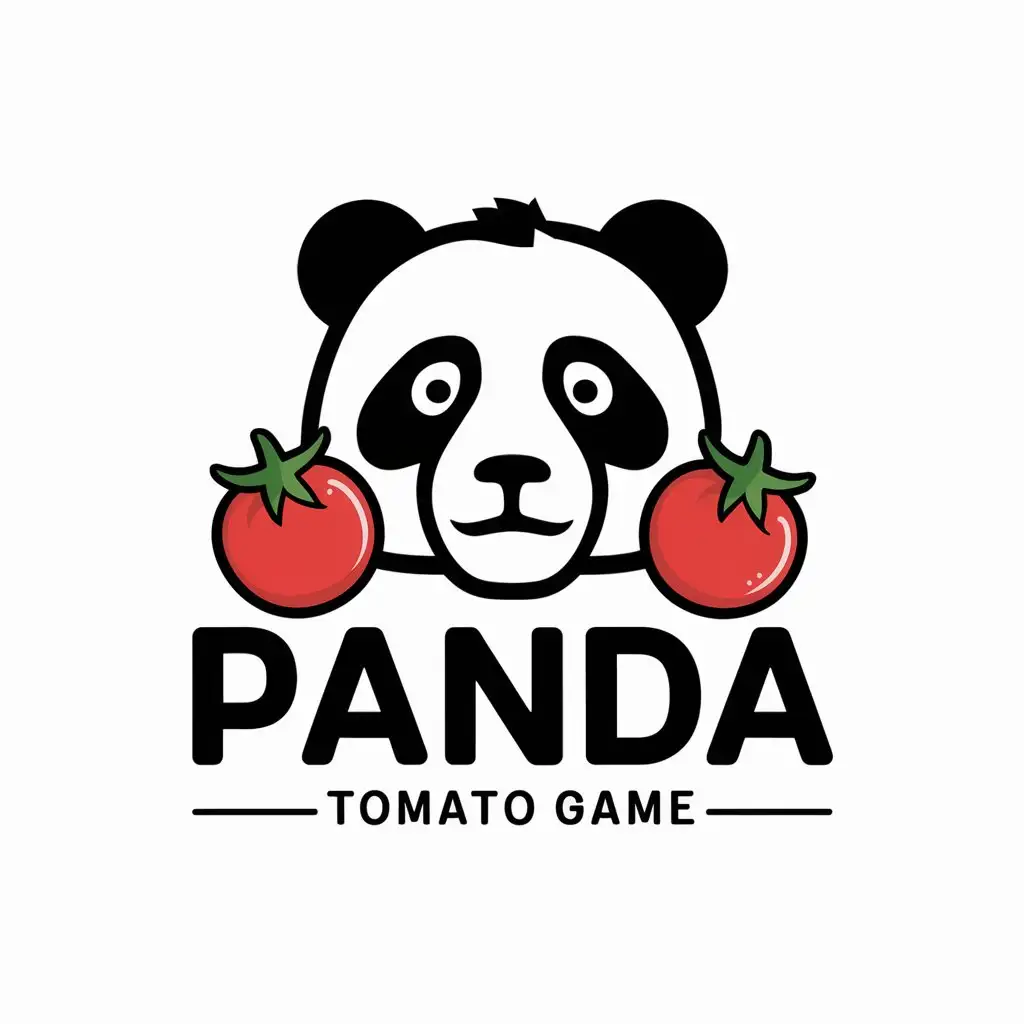 a vector logo design,with the text "panda", main symbol:panda tomato game,Moderate,be used in Entertainment industry,clear background