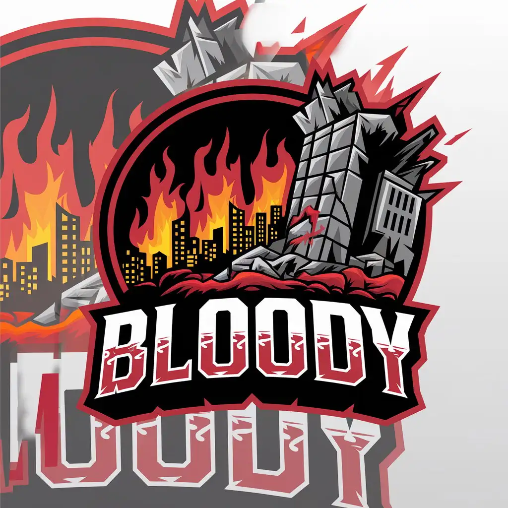 a vector logo design,with the text "Bloody", main symbol:Apocalypse,Moderate,clear background