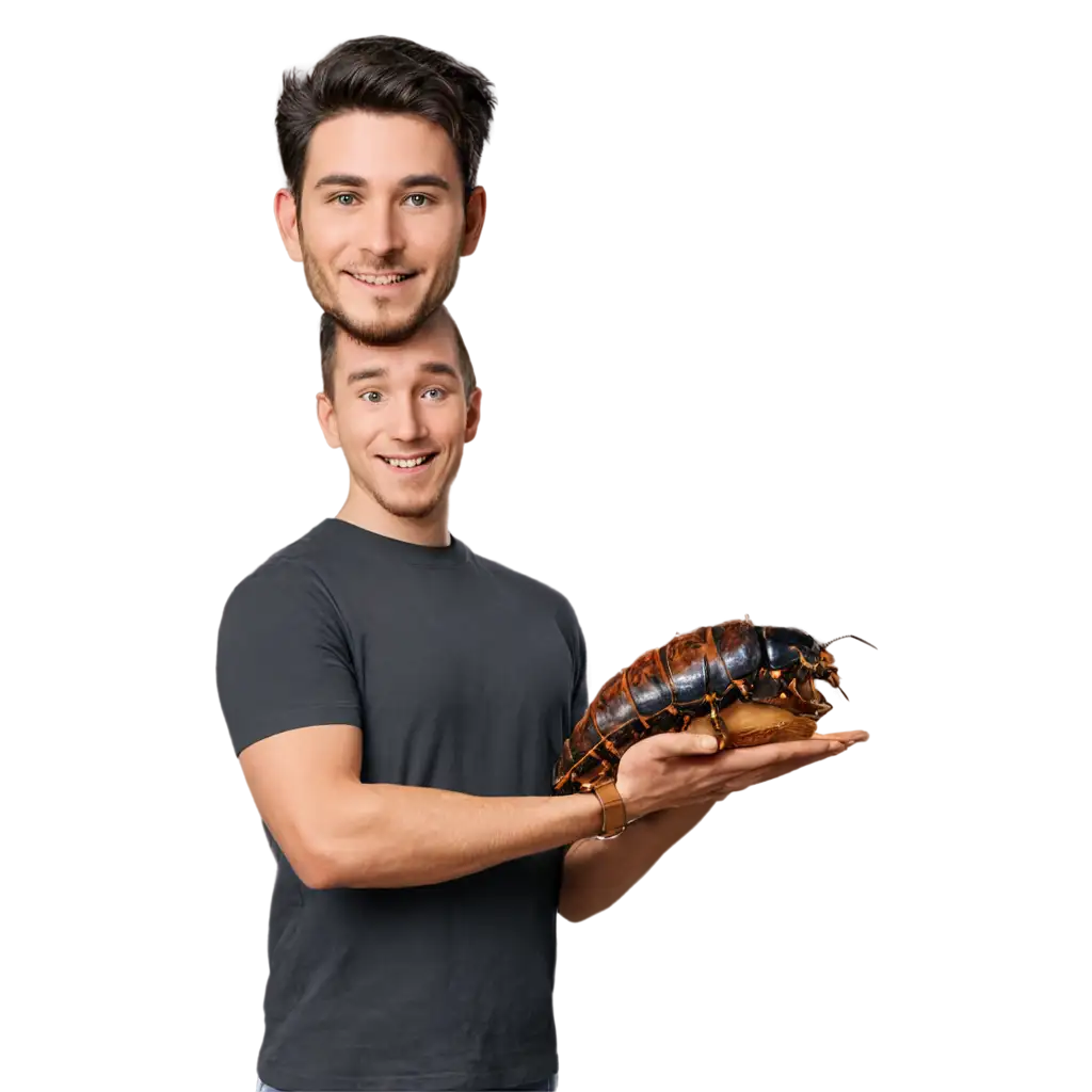 Man-Holding-a-Giant-Cockroach-PNG-Detailed-Image-for-HighQuality-Visuals