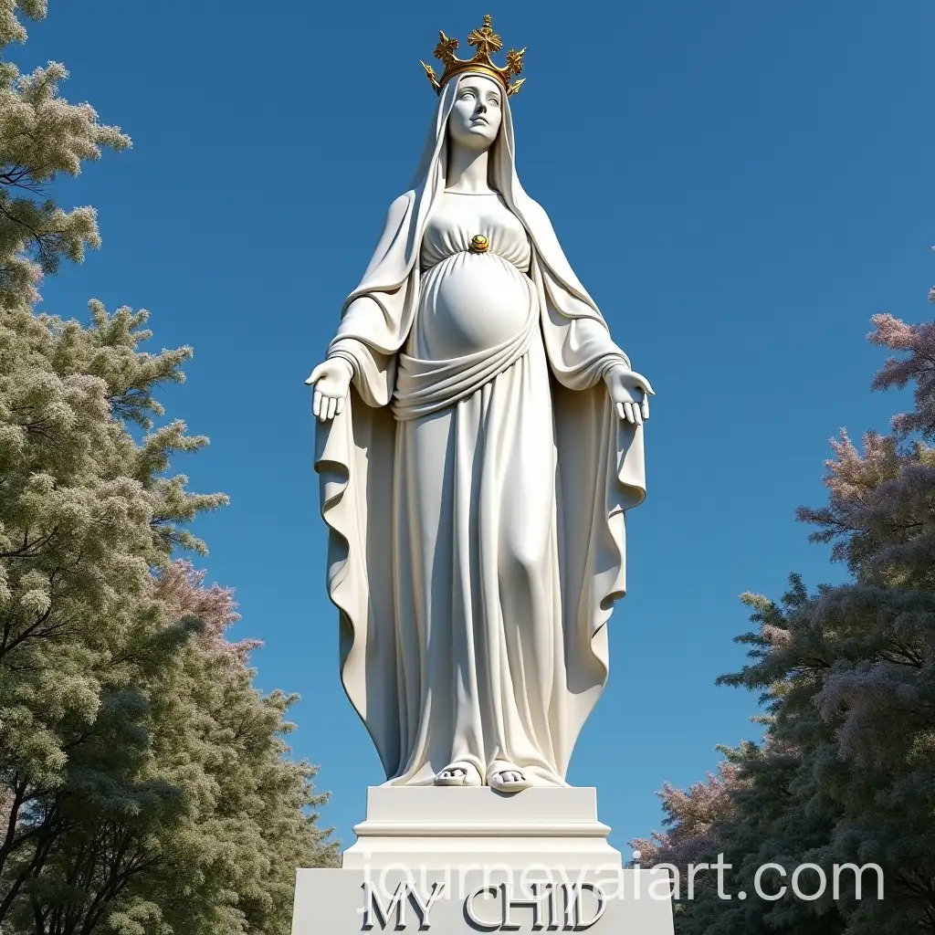 White-Marble-Statue-of-the-Blessed-Virgin-Mary-with-Pregnant-Depiction