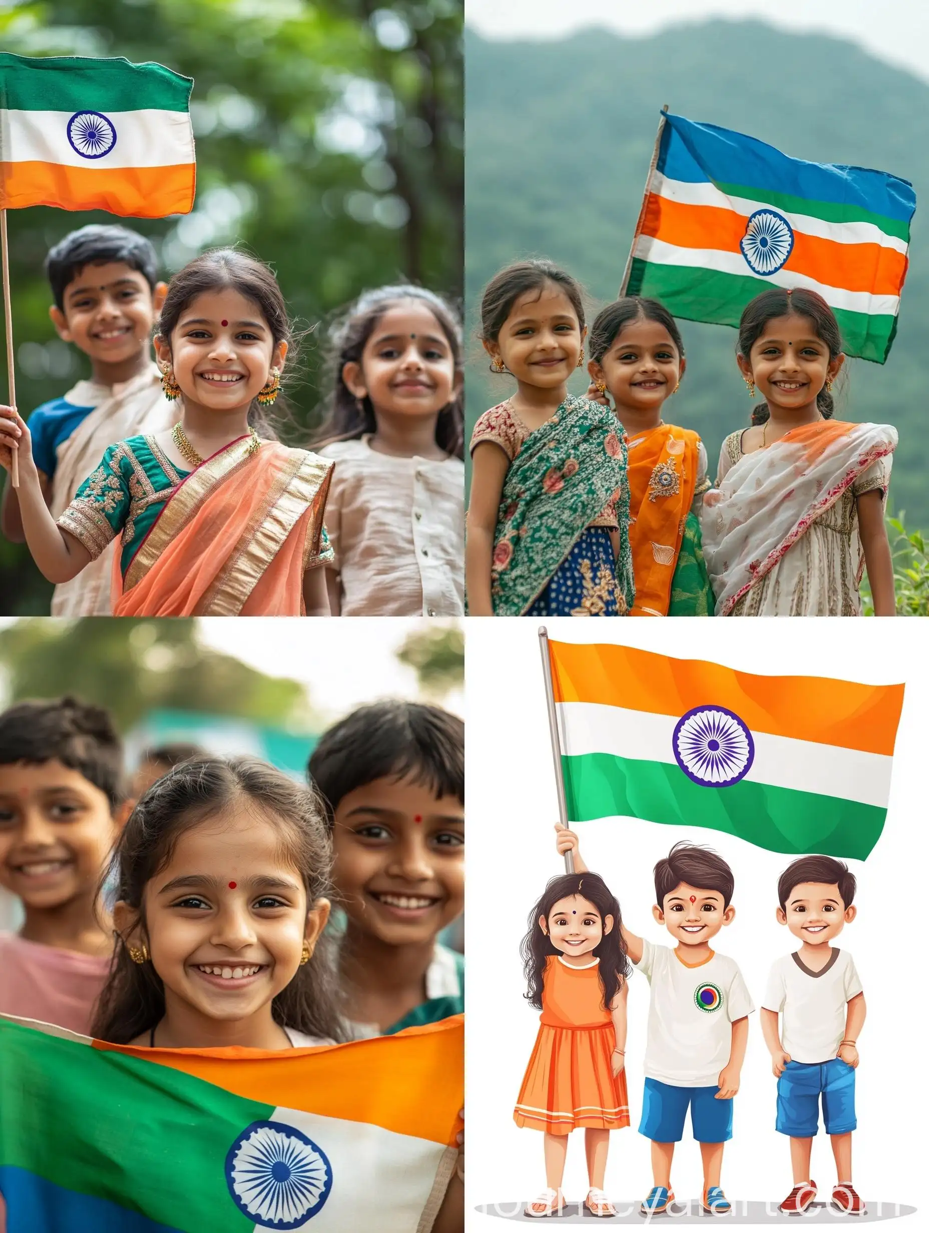 Smiling-Kids-Standing-with-Indian-Flag