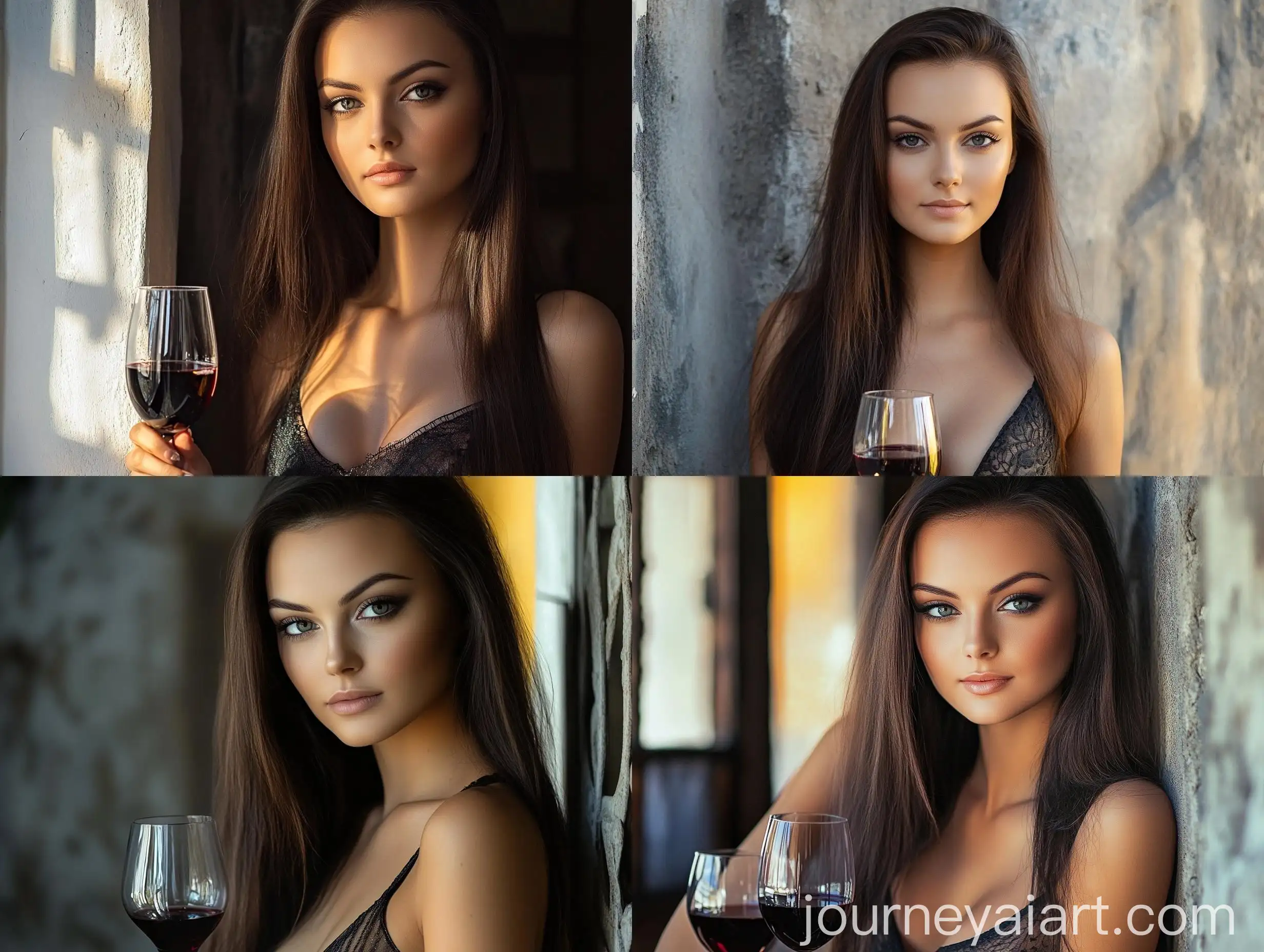 Young-Woman-in-Summer-Dress-with-Red-Wine-Portrait