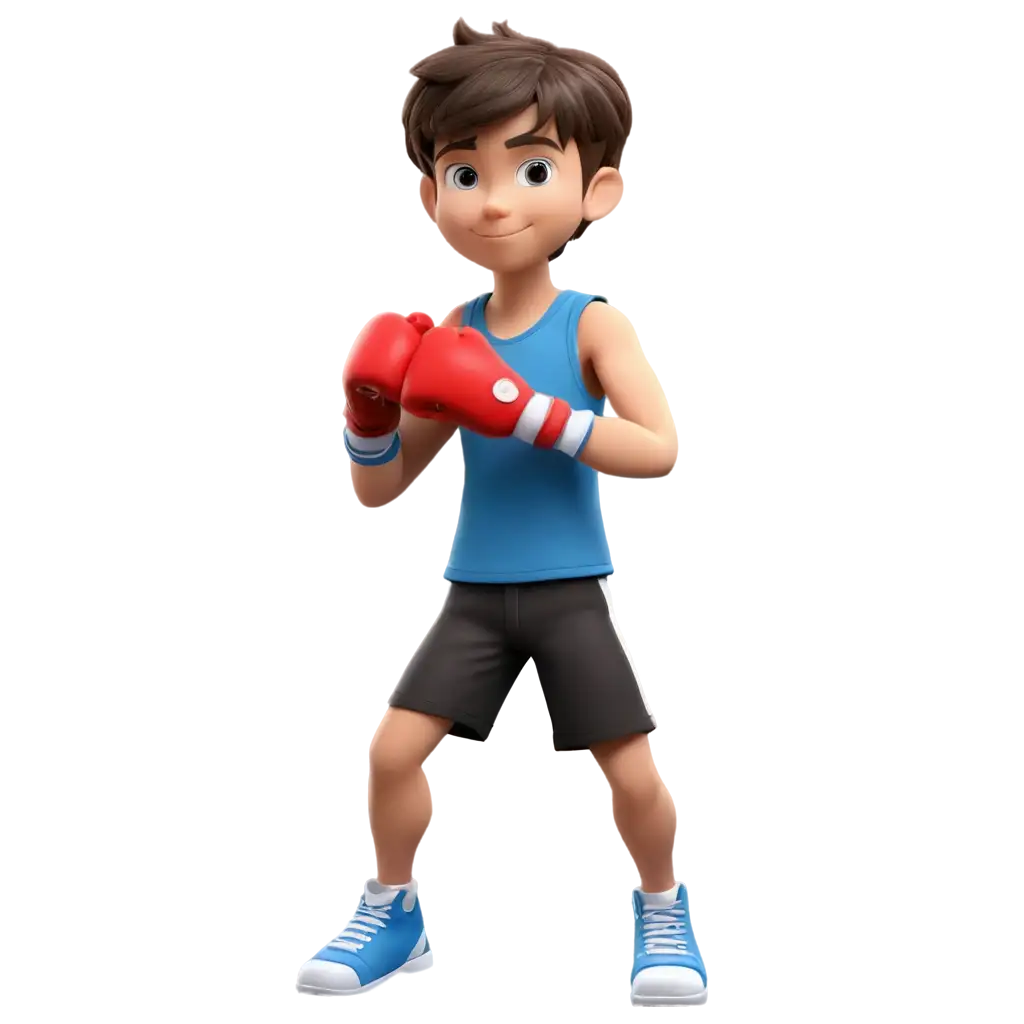 PNG-Cartoon-3D-Rendering-of-a-White-Boxing-Little-Boy-in-Gloves-on-Transparent-Background