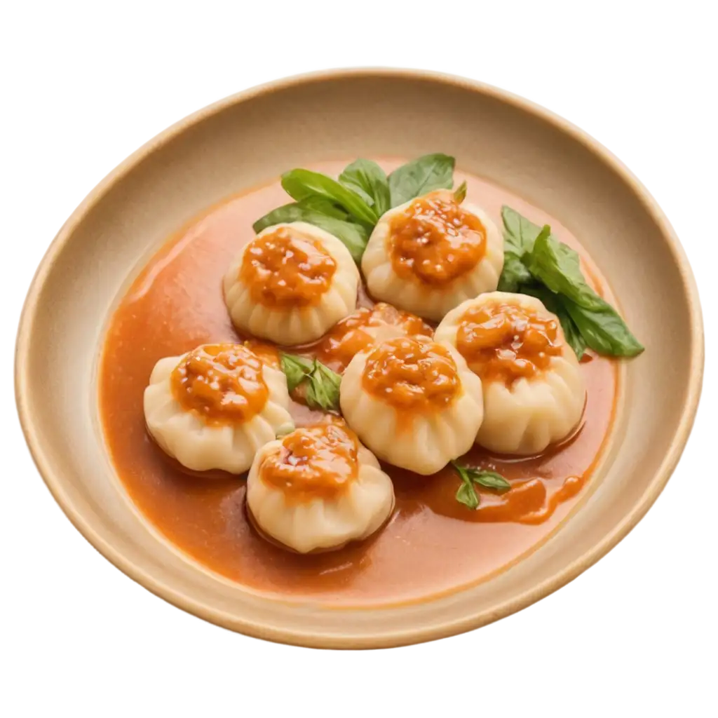 Buff-Momo-Plate-PNG-with-Garnish-and-Momo-Sauce-Perfect-for-Food-Photography-and-Visual-Content-Creation