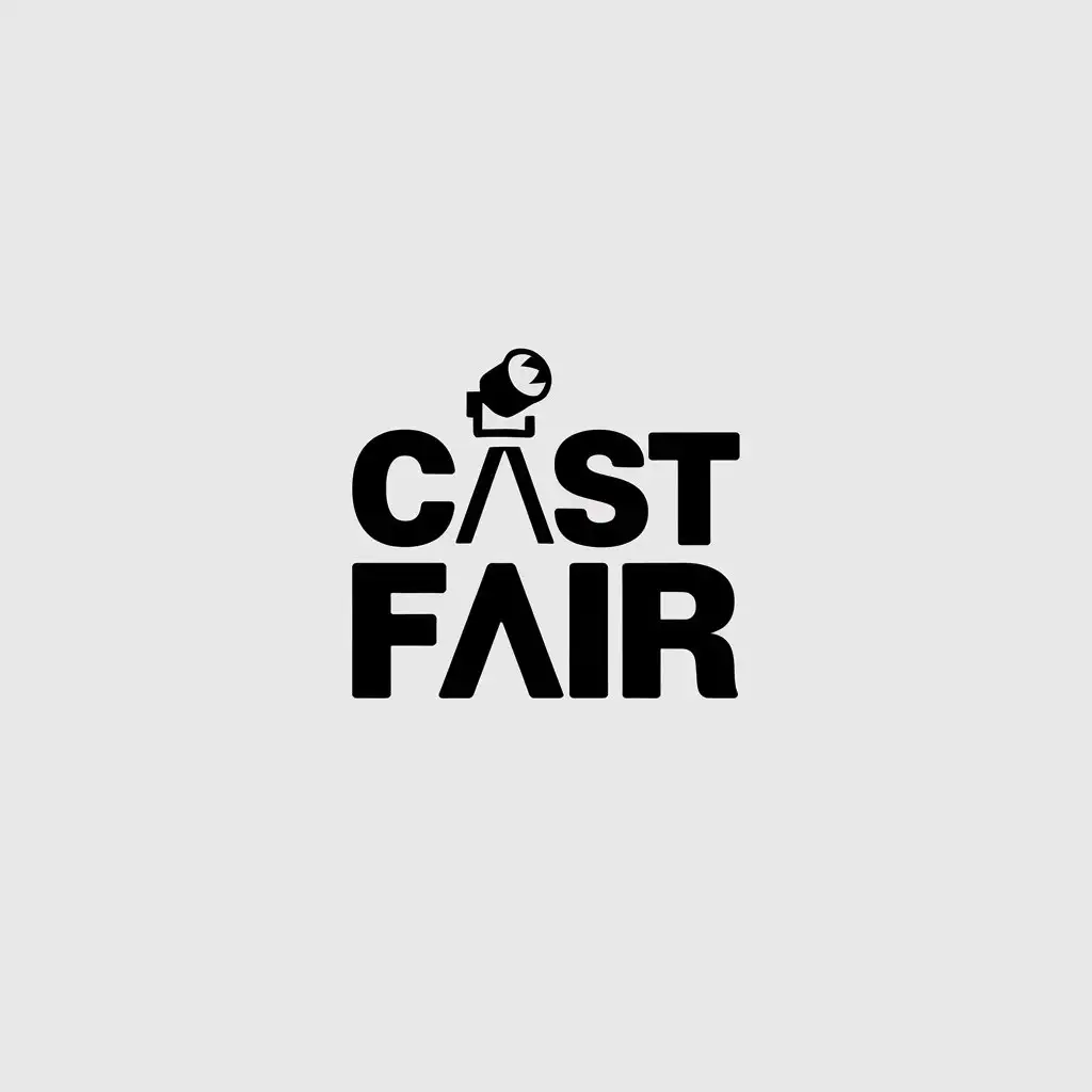 LOGO Design for Castfair Minimalistic Spotlight Symbol with Overlayed Text for Entertainment Industry