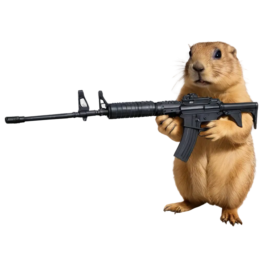 prairie dog holding an AR-15 rifle