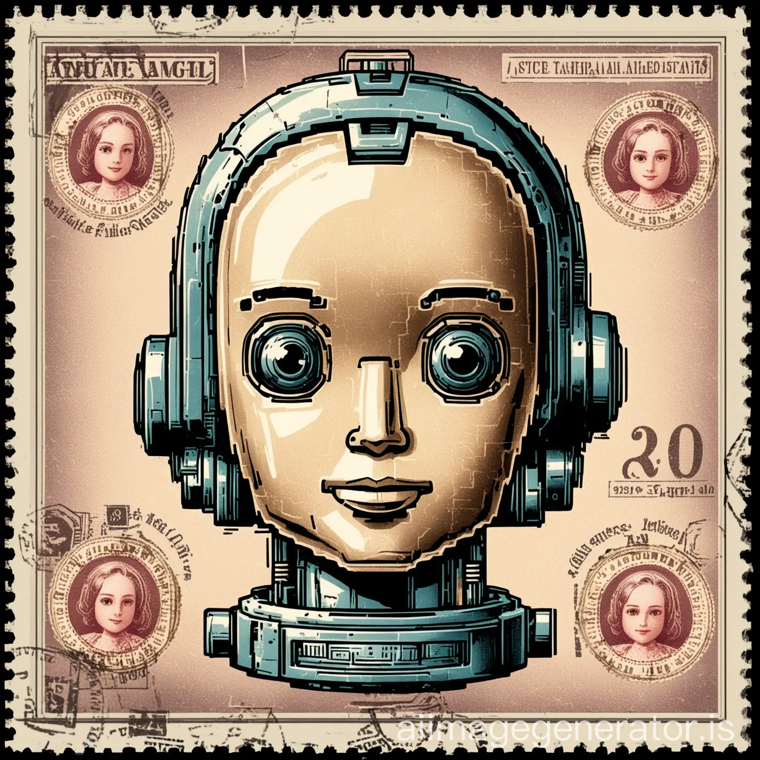 Robot-Face-with-Vintage-Stamp-Effects