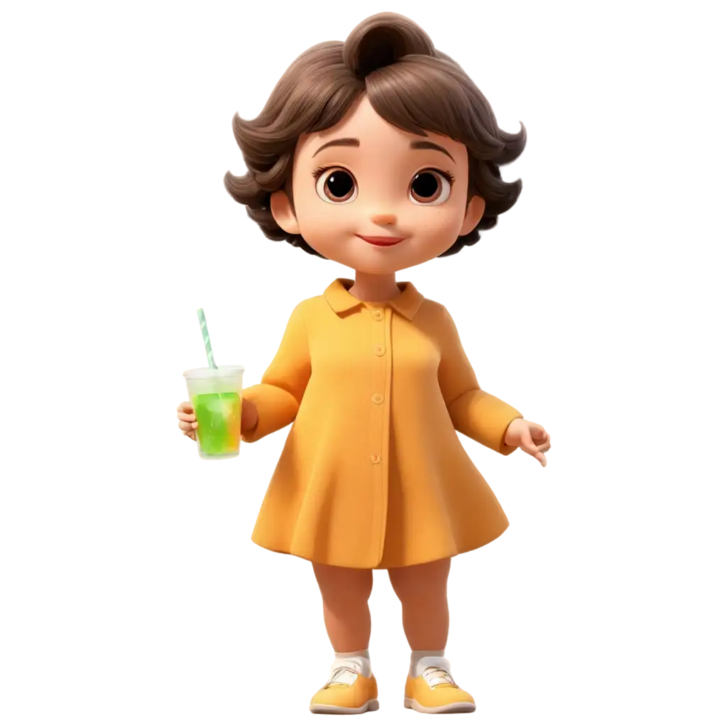 Cartoon-Baby-Taking-a-Refreshing-Lemon-Tea-Ice-Art-Seamless-Full-UHD-PNG-Image