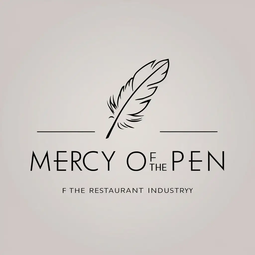 LOGO Design For Mercy of the Pen Minimalistic Bird Feather Symbol in Restaurant Industry