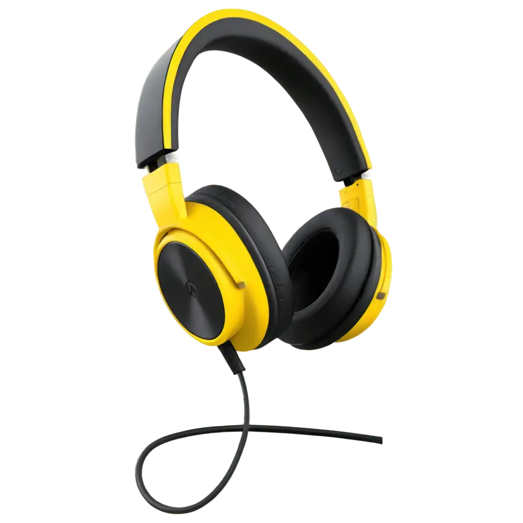 Headphone-PNG-Image-with-Yellow-Background-Lighting-on-Table-for-Stunning-Visuals