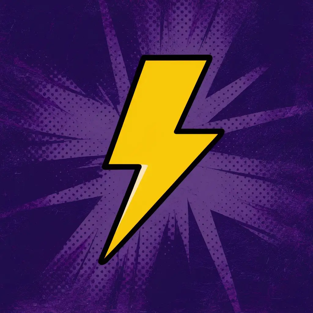 Comic Style Yellow Lightning on Purple Background