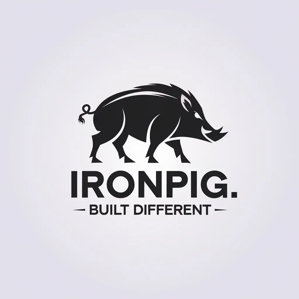 LOGO Design For IronPig Minimalistic Wild Boar Symbol on Clear Background