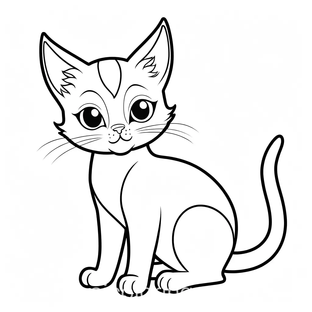 friendly cartoon character, kitten , Coloring Page, black and white, line art, white background, Simplicity, Ample White Space. The background of the coloring page is plain white to make it easy for young children to color within the lines. The outlines of all the subjects are easy to distinguish, making it simple for kids to color without too much difficulty, Coloring Page, black and white, line art, white background, Simplicity, Ample White Space. The background of the coloring page is plain white to make it easy for young children to color within the lines. The outlines of all the subjects are easy to distinguish, making it simple for kids to color without too much difficulty, Coloring Page, black and white, line art, white background, Simplicity, Ample White Space. The background of the coloring page is plain white to make it easy for young children to color within the lines. The outlines of all the subjects are easy to distinguish, making it simple for kids to color without too much difficulty