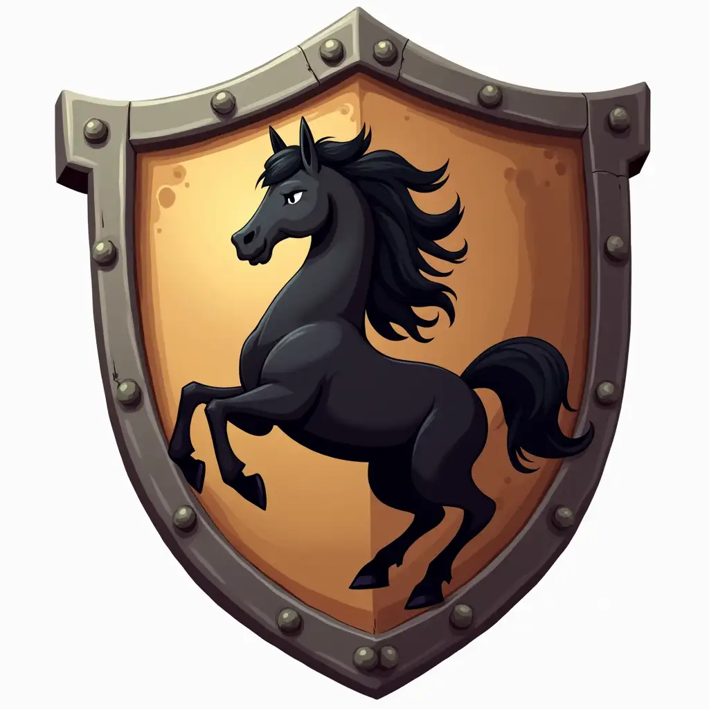 Cartoon-Style-Medieval-Shield-with-Black-Horse-Game-Icon