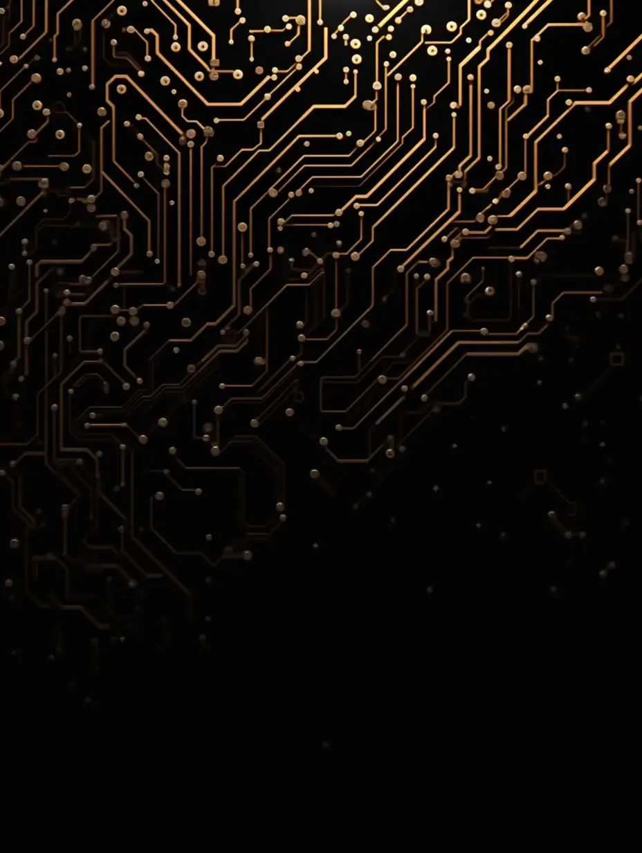 background with printed circuits and technology theme, black and gold color