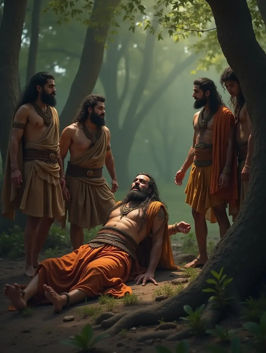 King-Pandus-Last-Wish-in-a-Dramatic-Forest-Scene-with-His-Five-Sons