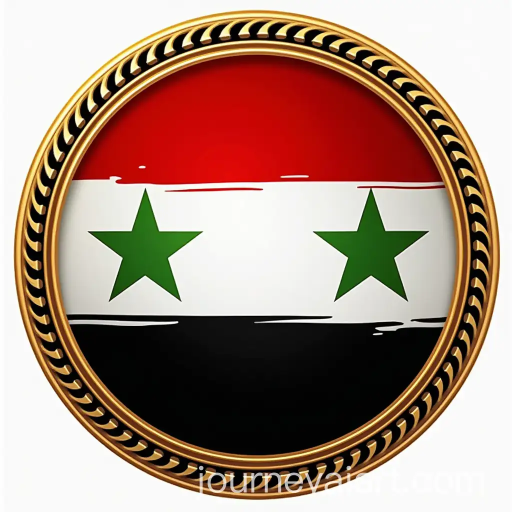 Circular-Logo-Featuring-Syrian-Flag-with-Golden-Maker-of-Life-Text