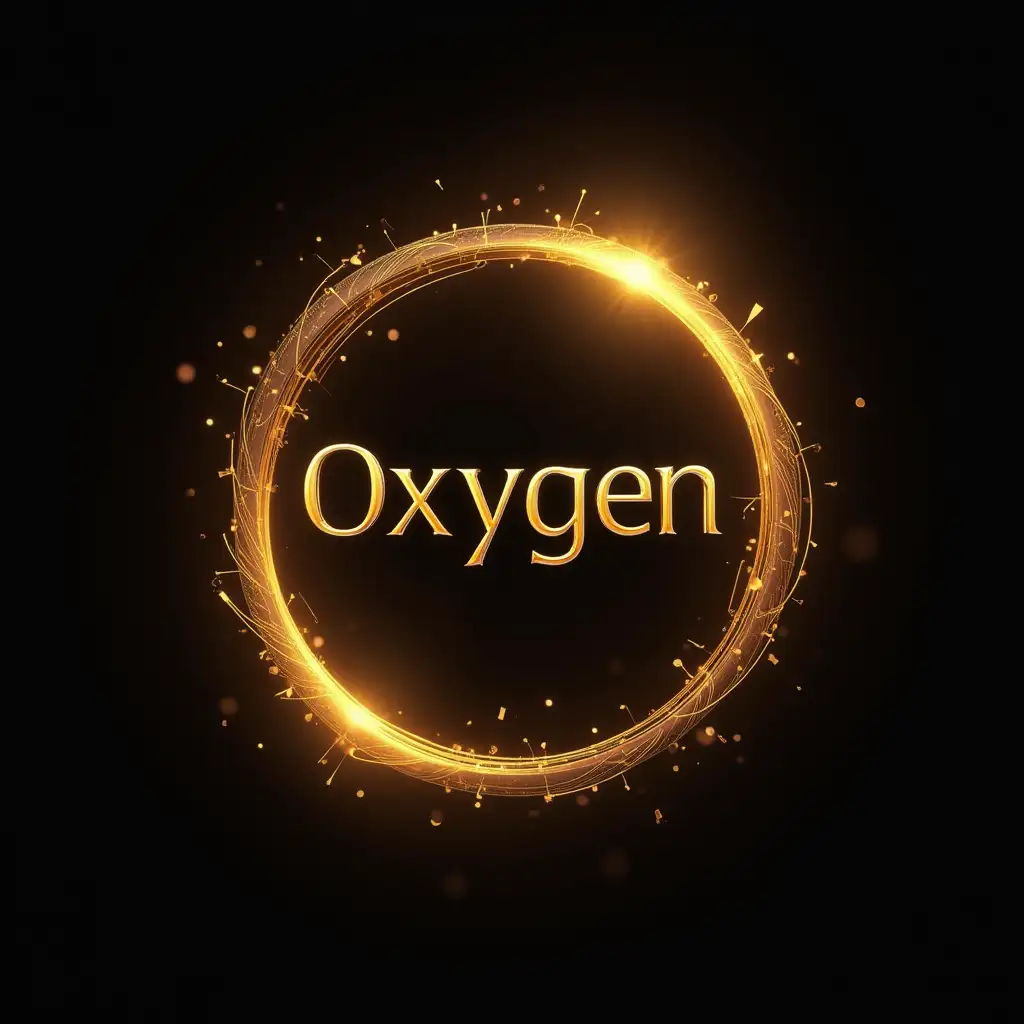 logo by name Oxygen  gold music frame