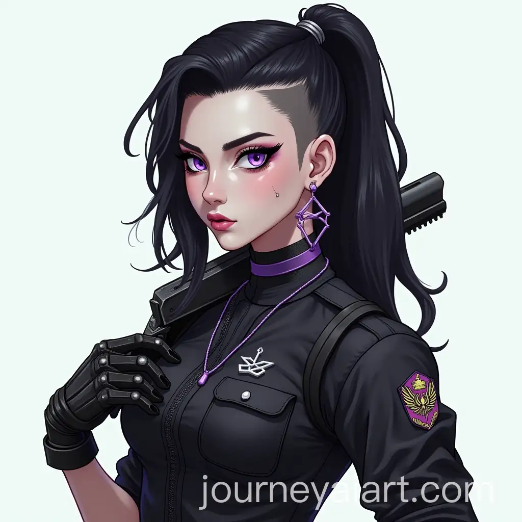 Emo-Punk-Girl-with-Cyberpunk-Style-and-Military-Uniform